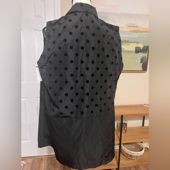 Sun Kim by Comfy USA Black Polka Dot Nylon Vest Sz S Layered Lagenlook Pockets - Picture 2 of 8